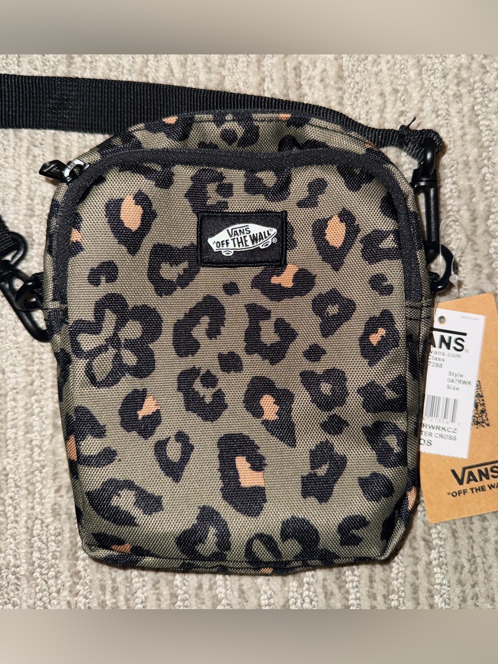 Vans- Leopard Print Crossbody Bag - Olive and Tan Accents